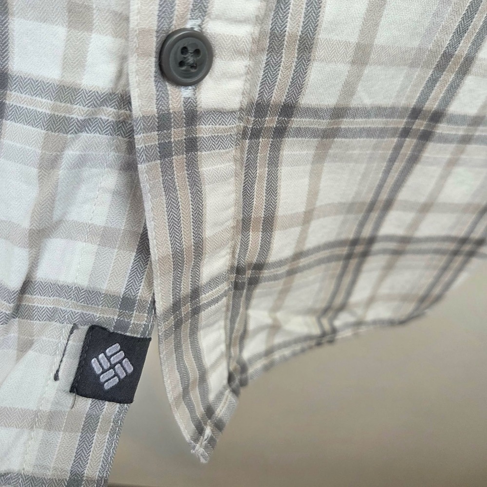 Columbia Mens Plaid Button Down Shirt Long Sleeve Neutral Medium 100% Cotton - Picture 7 of 11